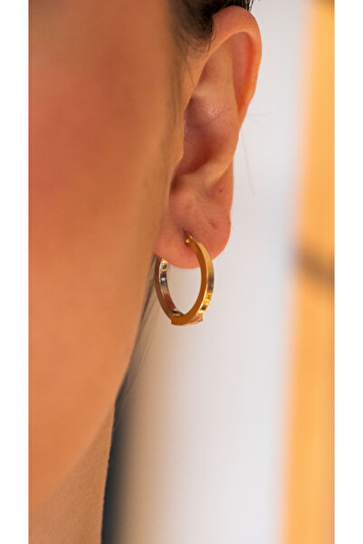 ŞABAN KILIÇ ALTIN&PIRLANTA İki Renk Modern Halka Küpe – Altın & Gümüş Bicolou...