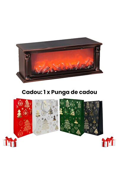 OEM Decorative Fireplace, LED Light with Flame Simulation, Vintage Model, With Warm Lighting, Mains Powered