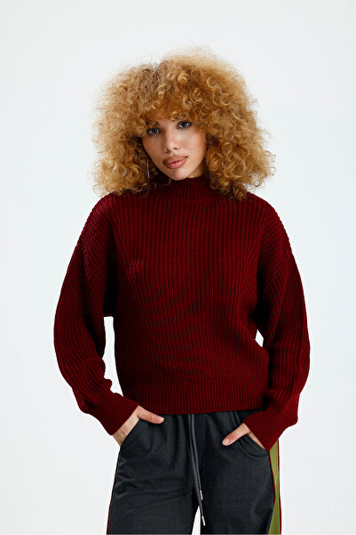 Figo Thessaloniki Knitting Mock Neck Oversized Women's Sweater