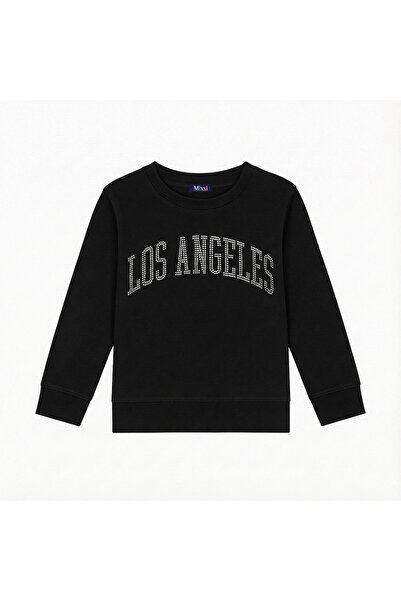 mixxi fashion سويت شيرت لوس أنجلوس ستون مطبوع بقصة شبابية وياقة دائرية بثلاثة...
