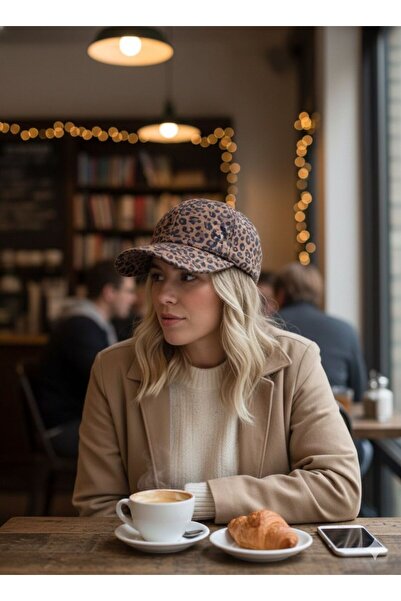 Axesoire 19018 Leopar Desen Kep Kahverengi Şapka