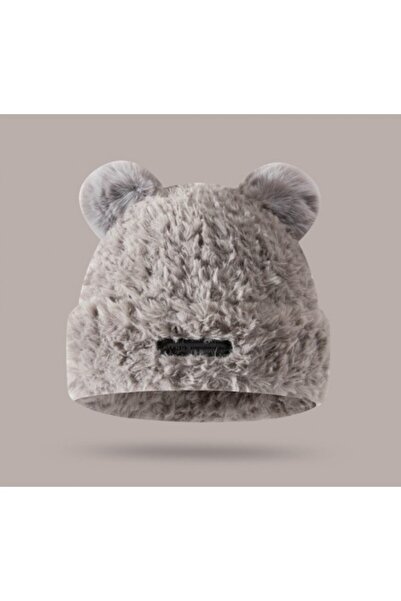 varioshop Plush winter hat with teddy bear ears
