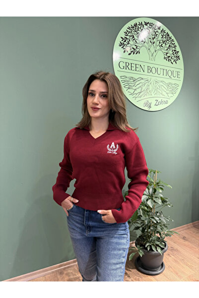 Greenboutique سترة تريكو بياقة قميص مطرزة من أرما