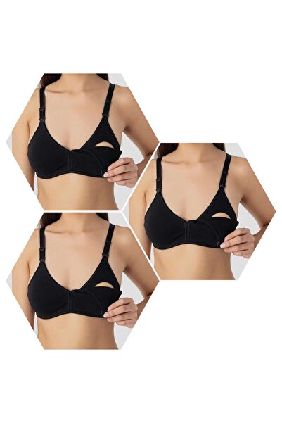 ARN HOMEWEAR Women's Cotton 3-Pack Nursing Bra (Black)