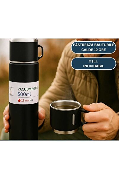 Super SET TERMOS CU 3 CESTI DIN OȚEL INOXIDABIL