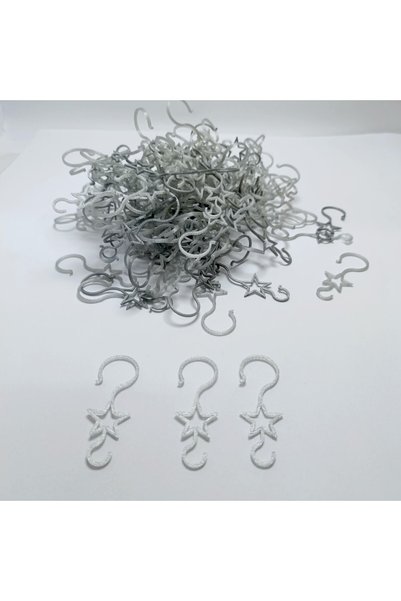 TERARYUM SEPETİM Christmas Ornament Hanging Bracket 100Pcs-Silver