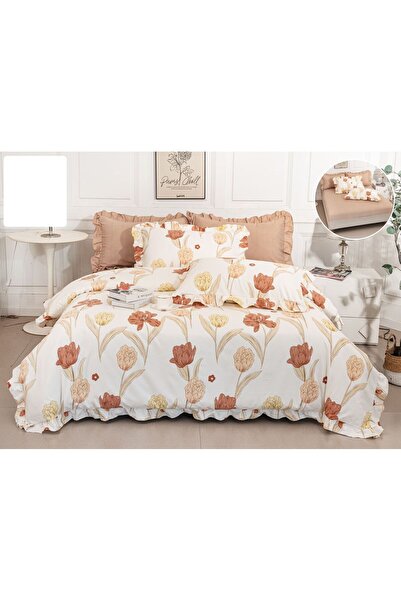 Casa de Vis Set lenjerie de pat dublu, bumbac satinat, 180 x 200 cm, 6 piese,...