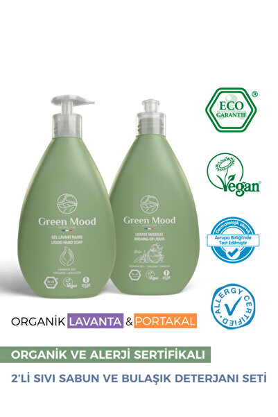 Green Mood Doğal ve Organik 2'li Sıvı Sabun ve Bulaşık Deterjanı Seti Portaka...