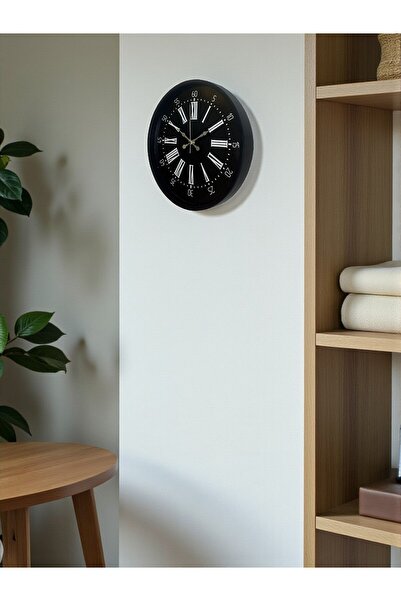 DENİSAM Zentime 36 cm Black Decorative Wall Clock