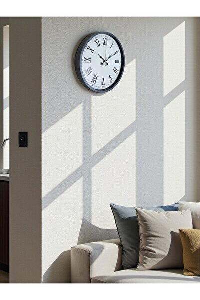 DENİSAM Zentime 36 cm Gray Decorative Wall Clock
