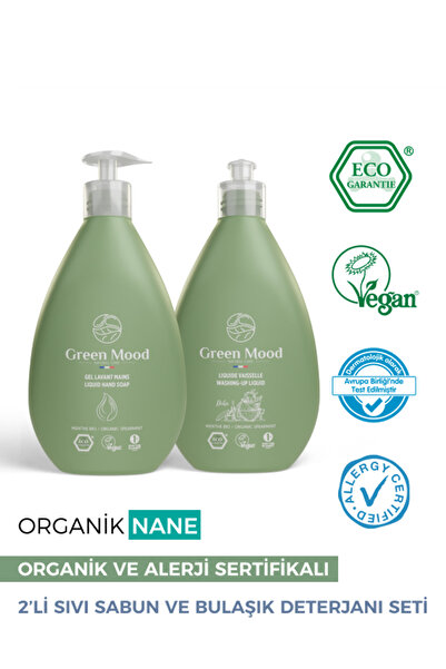 Green Mood Doğal ve Organik Sertifikalı 2' li Sıvı Sabun ve Bulaşık Deterjanı...