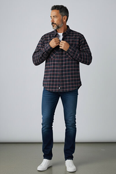 Butik Wide Fit Quality Winter Thick Double Pocket Dad Shirt