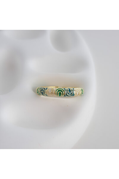 Norevia اشتري 3 واحصل على 2 خاتم مزخرف بنمط حلزوني مطلي بالمينا باللونين الأخ...