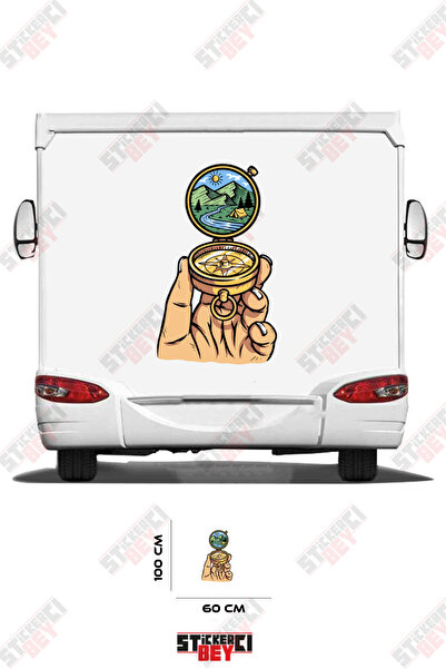 STİCKERCI BEY ملصق تزيين للعربات المتنقلة بتصميم طبيعي مع بوصلة