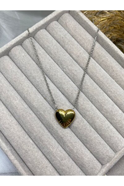 Kaan Accessoire 💖   قلادة ذهبية اللون منقوشة بنمط قلب