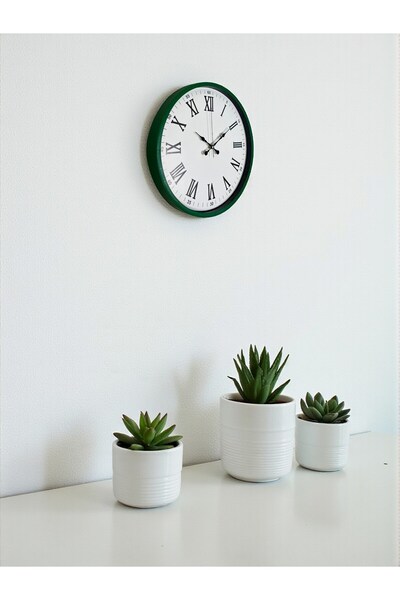 DENİSAM Zentime 36 cm Green Decorative Wall Clock