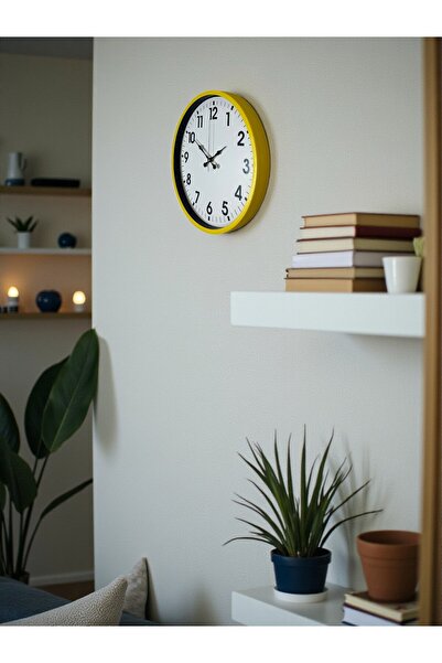 DENİSAM Zentime 36 cm Yellow Decorative Wall Clock