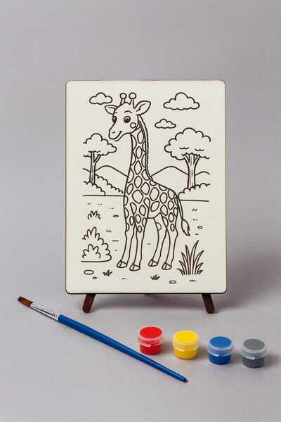 Bebek Özel Children's Wooden Paintable Desktop Model Board with Legs Model 075