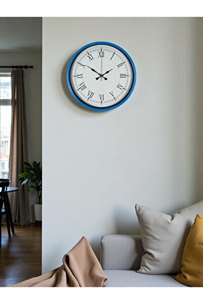 DENİSAM Zentime 36 cm Blue Decorative Wall Clock