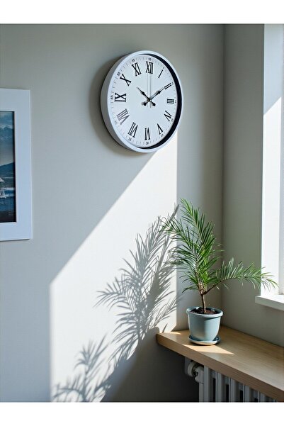 DENİSAM Zentime 36 cm White Decorative Wall Clock