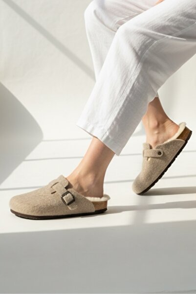 LAND OF CORK LC Talpă anatomică din plută Talpă din blană autentică Papuci unisex din pâslă cu suport pentru arc