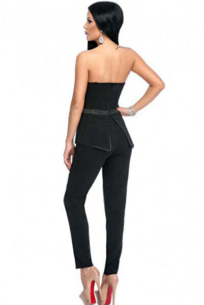 WildFashion M460-1 Elegant long jumpsuit, accessorized with peplum and pebbles