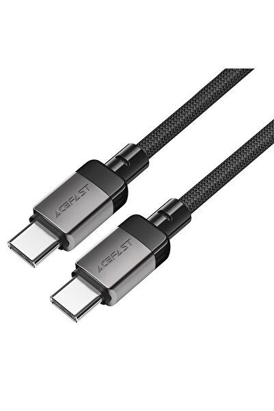 Acefast Charging Cable USB-C to USB-C, High-Speed 60W, 1.2m Length, Nylon Braided Design - Black