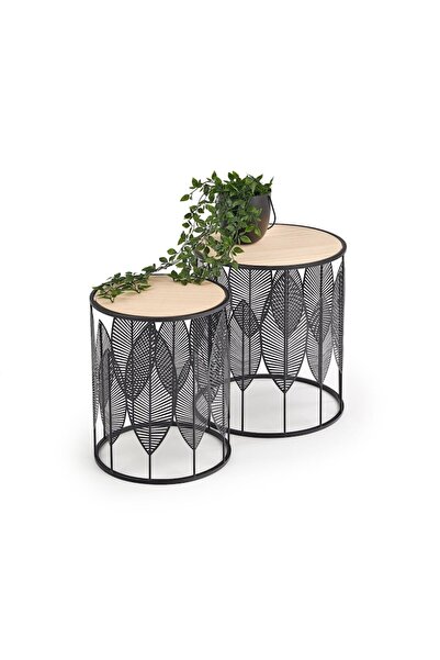 Sani Set of 2 coffee tables, 40x45 cm, melamine and MDF, Black