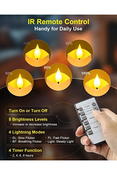SoulBay Flameless Rechargeable Candles, 6pcs Votive with Charging Base & Remote