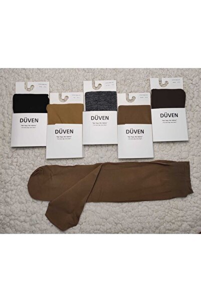 DÜVEN 5 Pack Cotton Knee-High Mat Extra Soft Colored Trouser Socks