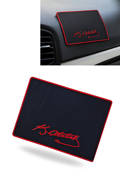 TUSBA MARKET Atatürk İmzalı Araç İçi Telefon Tutucu & Torpido Üstü Kaydırmaz Ped