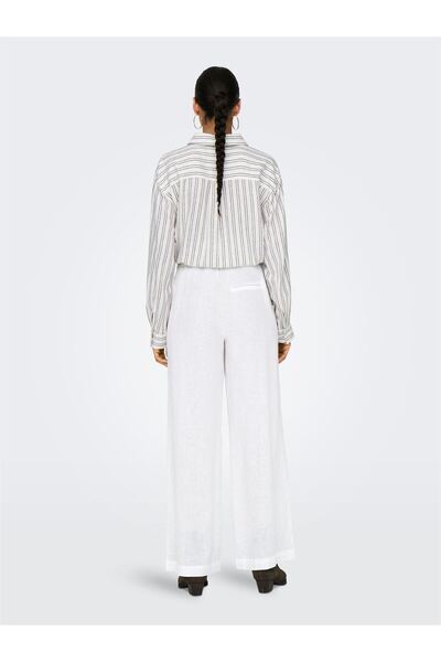 ONLY Onltokyo Hw Linen Blend Pant Pnt Noos Women's White Trousers - 15259590