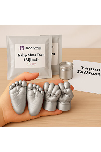 Handartmill 2 El 2 Ayak Gümüş Boyalı Bebek Heykel Yapım Seti – Profesyonel 3D Kalıp Alma Kiti