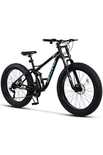 VELORS ERBV26309D Bicicletă MTB Fat Bike 26", 21 de viteze, suspensie completă, negru/turcoaz