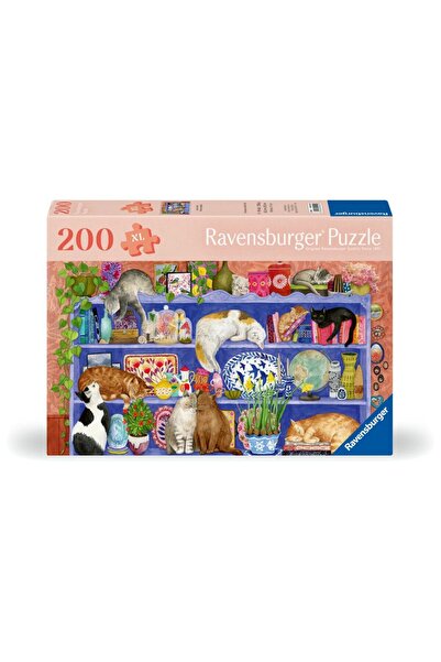 RAVENSBURGER Puzzle - Kittens on a Shelf, 200 XL Pieces with Image Template & Cardboard Base