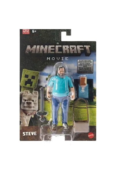 mattel Figurină Minecraft Steve, Mattel, cu accesorii, 10 cm, multicoloră