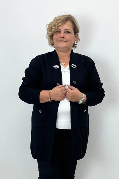 Mia Butik Women's Black Seamless Cardigan with Pocket Detail