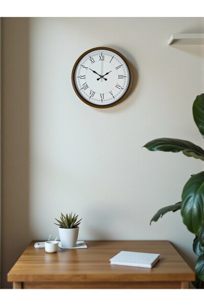 DENİSAM Zentime 36 cm Brown Decorative Wall Clock