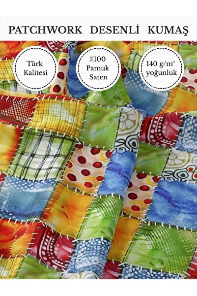 FabricMarket %100 Pamuk Saten Patchwork Kumaş – 155×100 cm – Dikiş ve DIY İçin