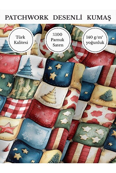 FabricMarket %100 Pamuk Saten Patchwork Kumaş – 155×100 cm – Dikiş ve DIY İçin