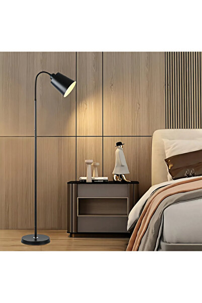 YESMAX Black Floor Lamp, Metal Hose Swivelling Head Standing Lamps, Floor Lighting, Tall Reading Lights