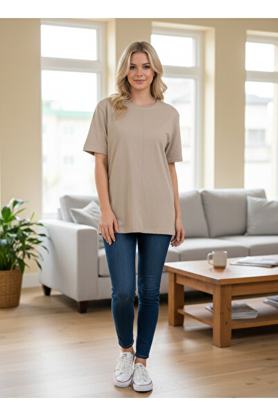 LETS BASIC Basic T-Shirt with Front Stitch Detail