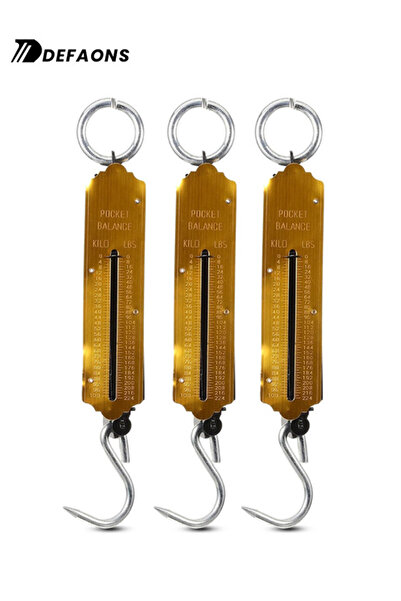 DEFAONS ميزان جيب ميكانيكي سعة 100 كجم - 3 قطع من أدوات الوزن الزنبركية المعلقة شديدة التحمل كجم/رطل