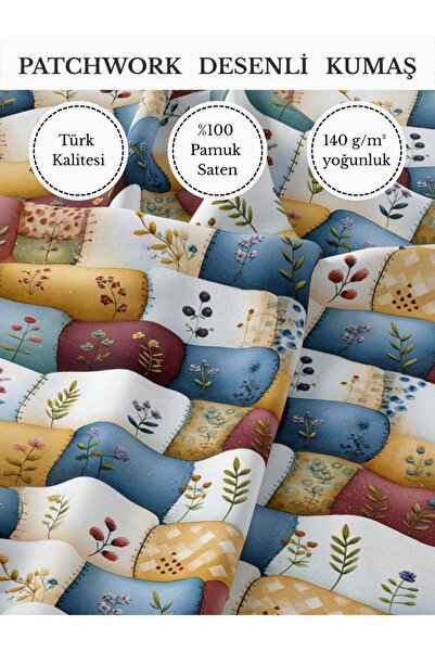 FabricMarket %100 Pamuk Saten Patchwork Kumaş – 155×100 cm – Dikiş ve DIY İçin