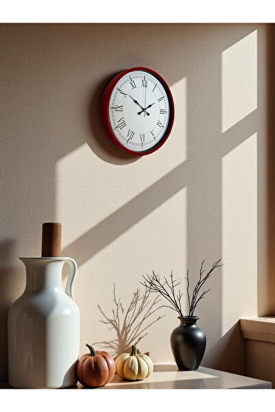 DENİSAM Zentime 36 cm Red Decorative Wall Clock