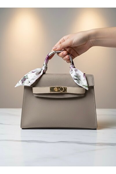 VELVET RUSH Süet Top Handle Şal Saplı - Kilit Kapak Çanta Modeli