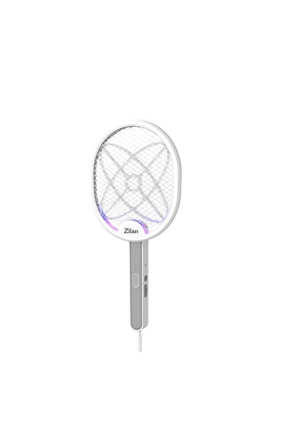Zilan ZLN 7088 Electric Insect Racket 2800V LED Rechargeable with Stand - White