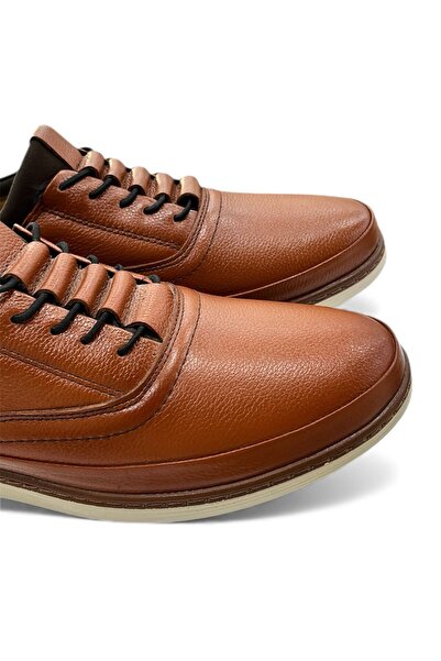 Acarbey Genuine Leather Men's Shoes with Lace Detail