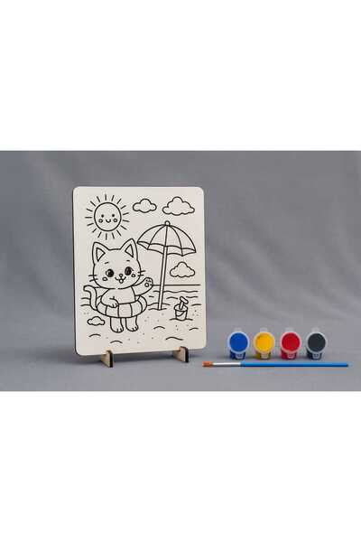 Bebek Özel Children's Wooden Paintable Desktop Model Board with Legs Model 022