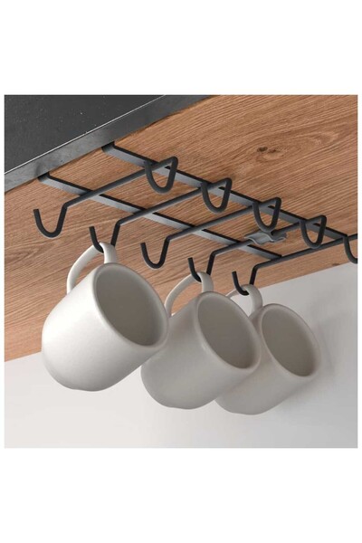 ASTERA Lava Kaplama, Siyah, Bardak Askısı, Kupa Askılığı, 28x14x6 Cm